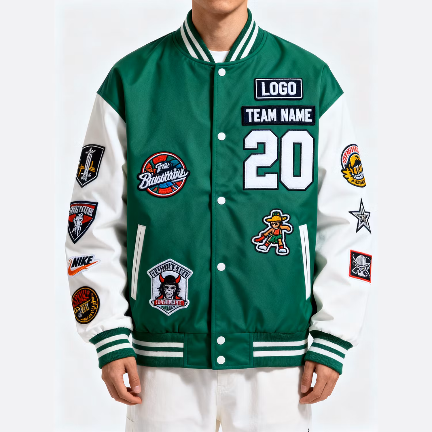 Custom Men's Hip Hop Varsity Jacket Breathable Windproof Eco-Friendly Letterman Sleeves Embroidered Baseball Jacket