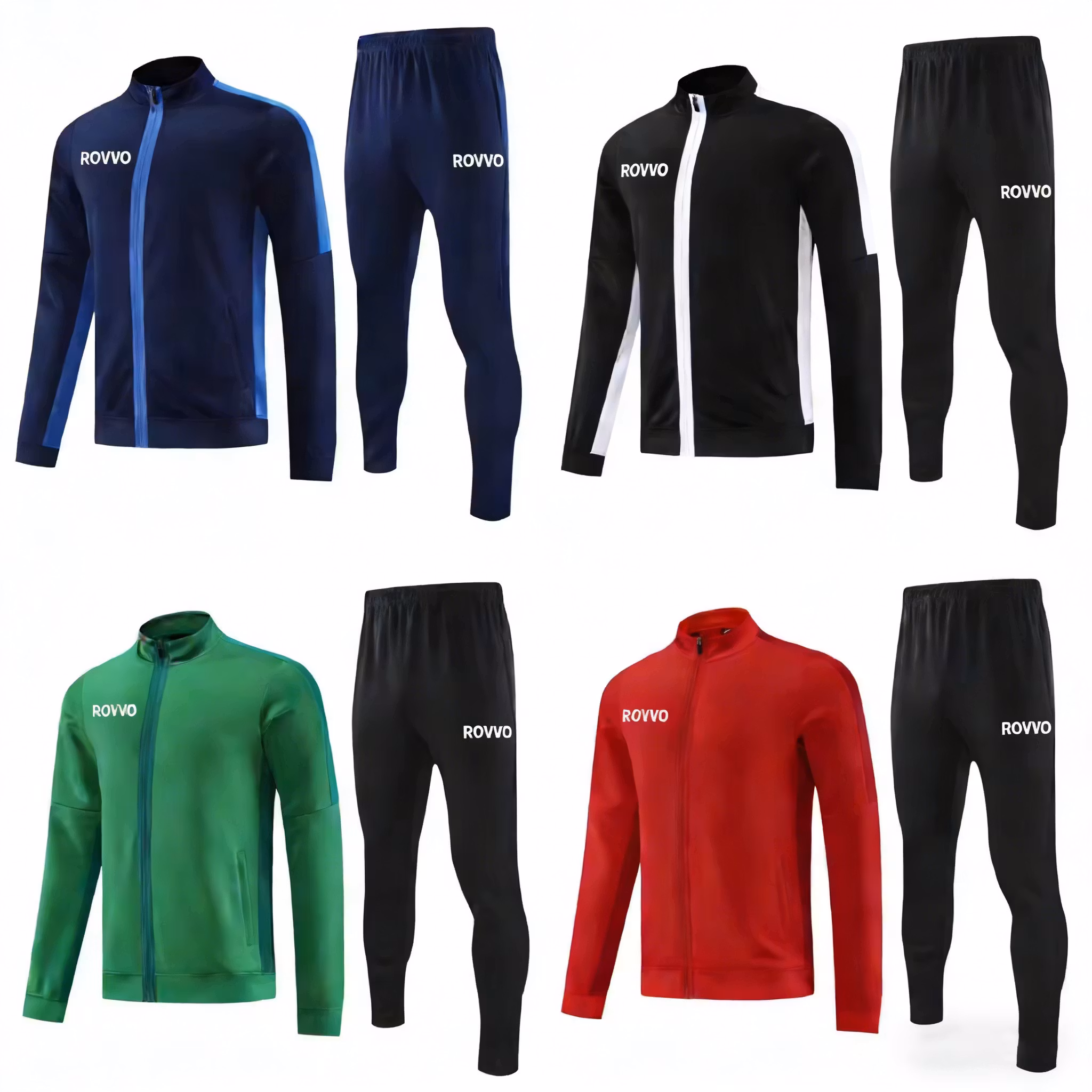 High Quality New Design Custom logo Jersey Football Long Sleeve Sports Soccer Training Full Zipper Men Uniform Sports Set