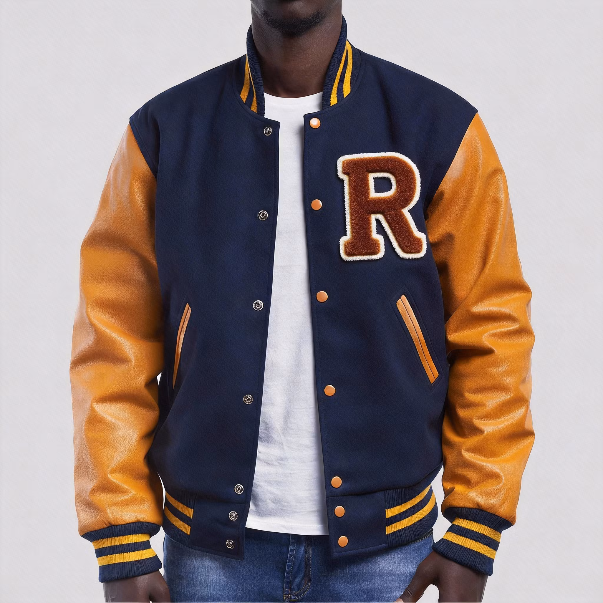 Customized Polyester Heavyweight Chenille Embroidered Wool Lettering Men's Varsity Baseball Jacket College Jacket for Men