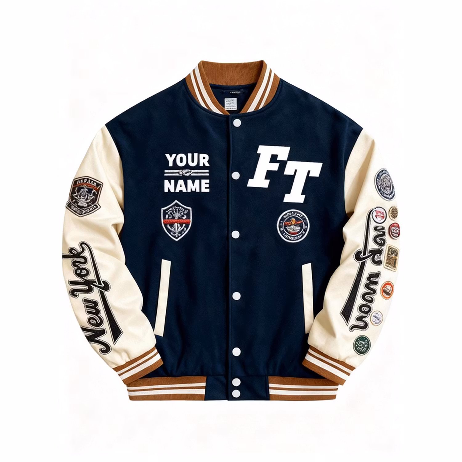 High Quality Custom Logo Men's Varsity Jacket Winter Fleece Leather Bomber Embroidery Streetwear Letterman Varsity Jacket Spring