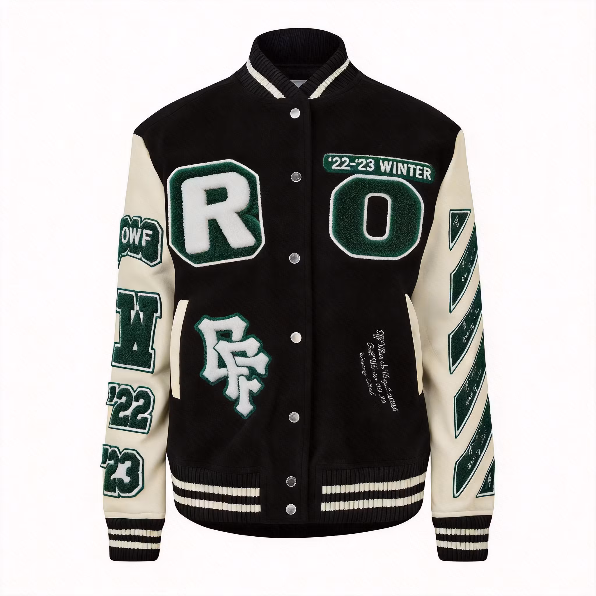 ROVVO High Quality Men Varsity Jacket Chenille Embroidery Leather Sleeves Custom Baseball Letterman College Varsity Jacket