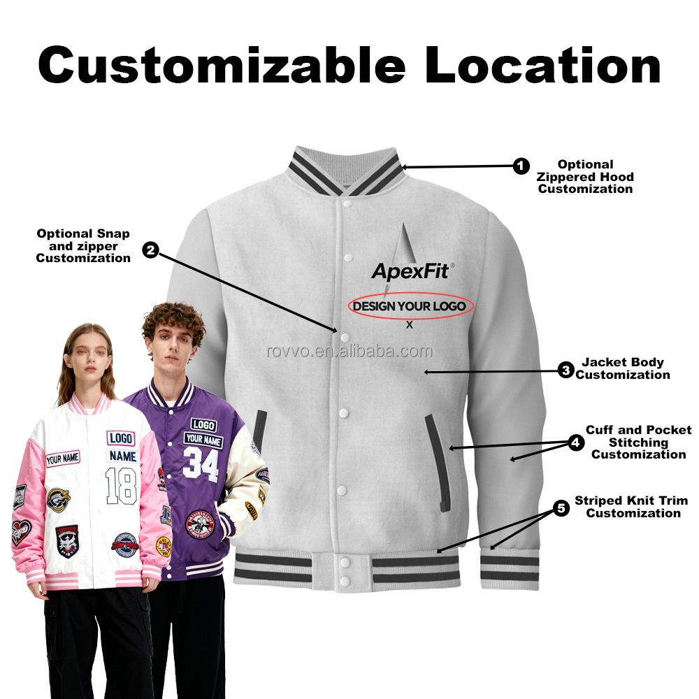 OEM Letterman Jacket Manufacturers Chenille Applique Embroidered College Varsity Jacket Custom Vintage Winter Baseball Jacket
