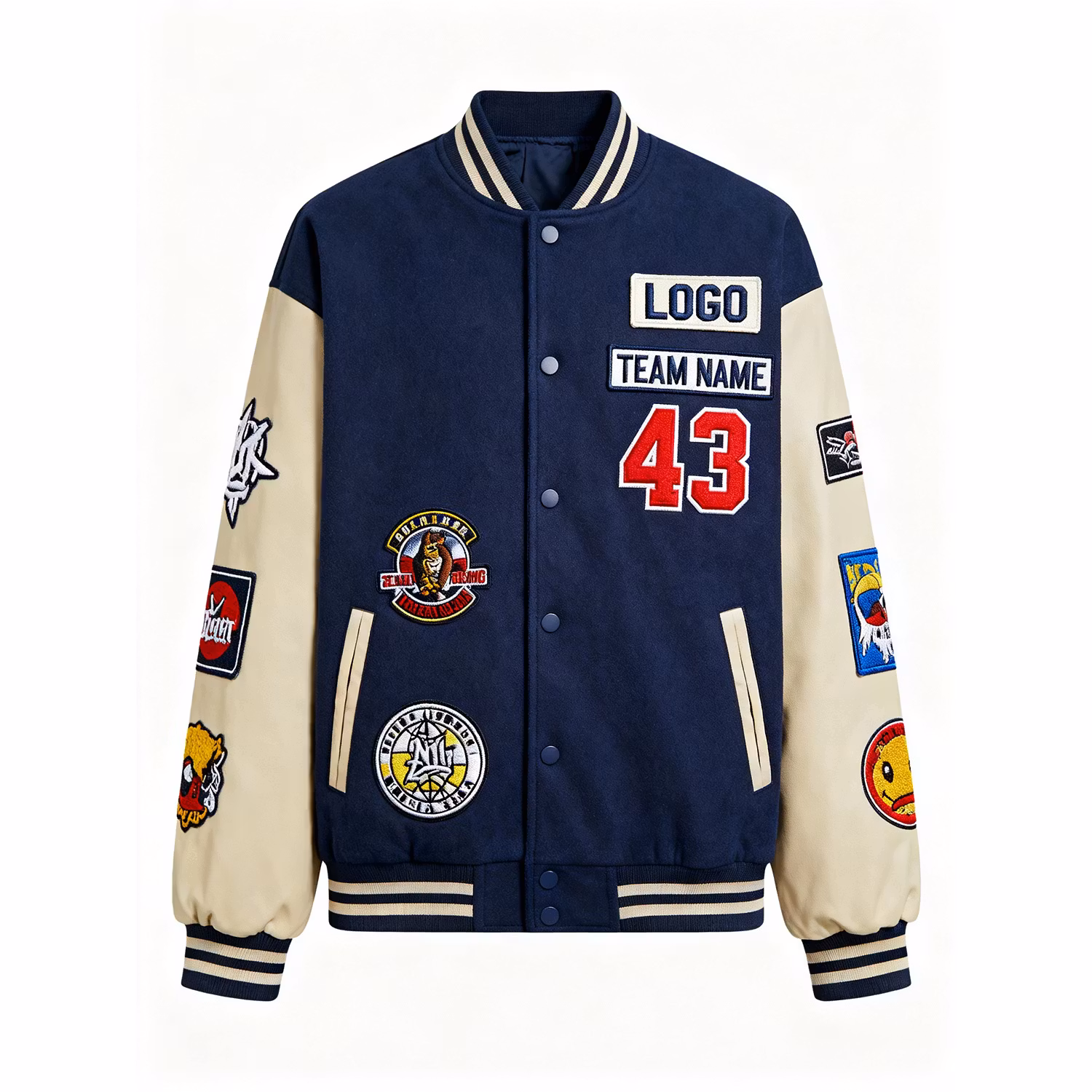 OEM Vintage Hot Sales Men Embroidery Clothing Jacket for Men Sleeve Baseball Bomber Jacket Letterman Jacket Men for Winter